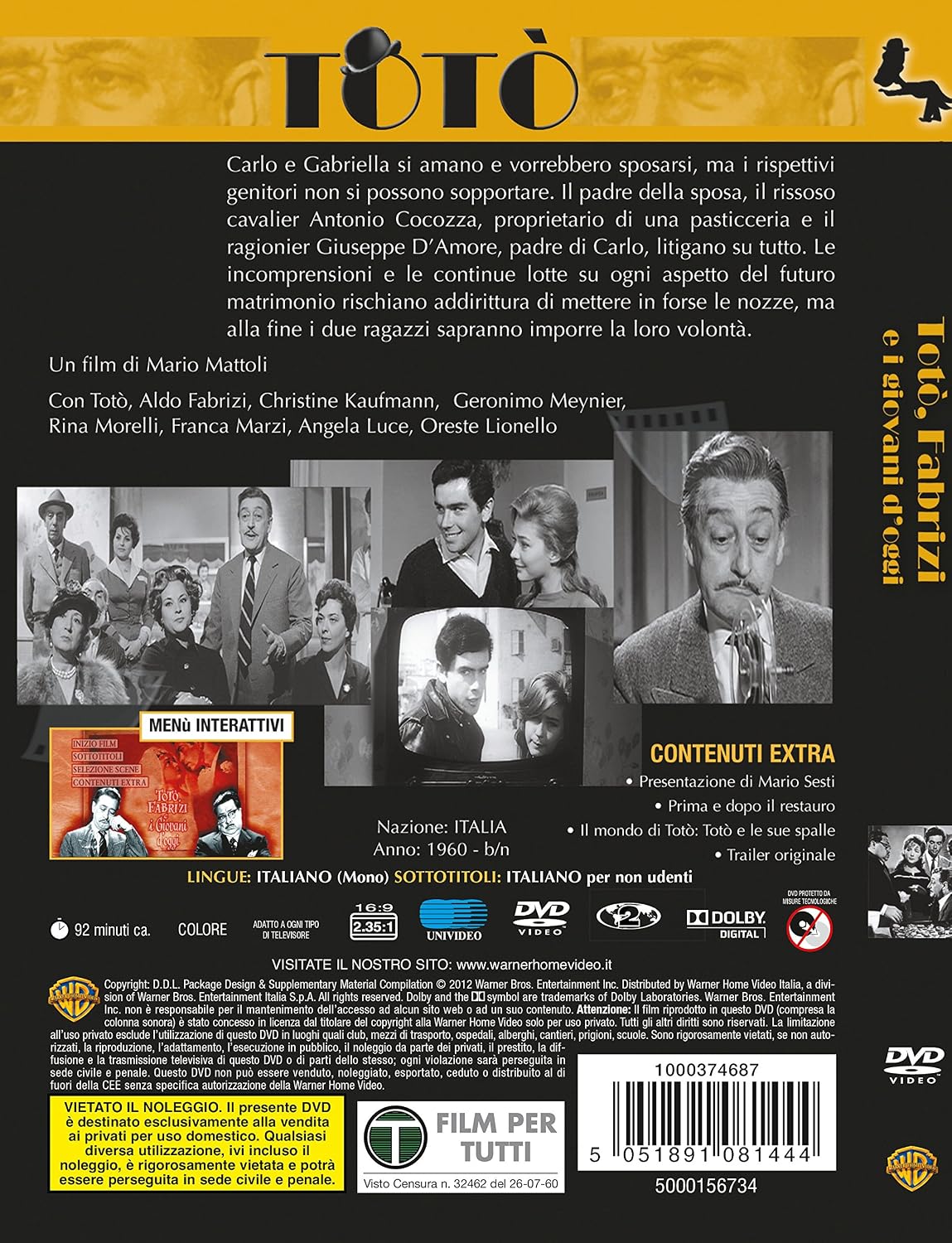 TOTÓ FABRIZI E I GIOVANI D'ÓGGI DVD - Image 2