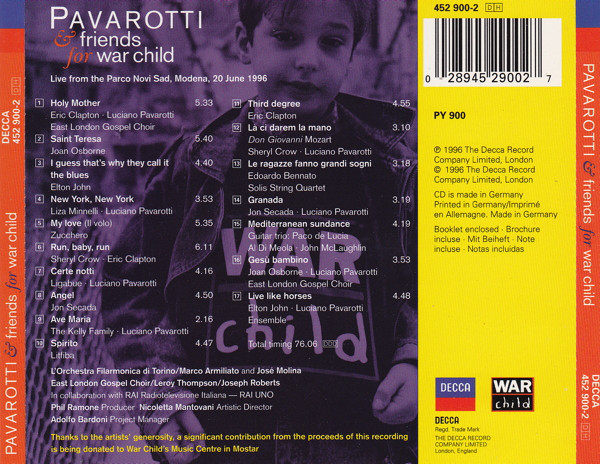 PAVAROTTI and FRIENDS FOR WAR CHILD - CD - Image 2