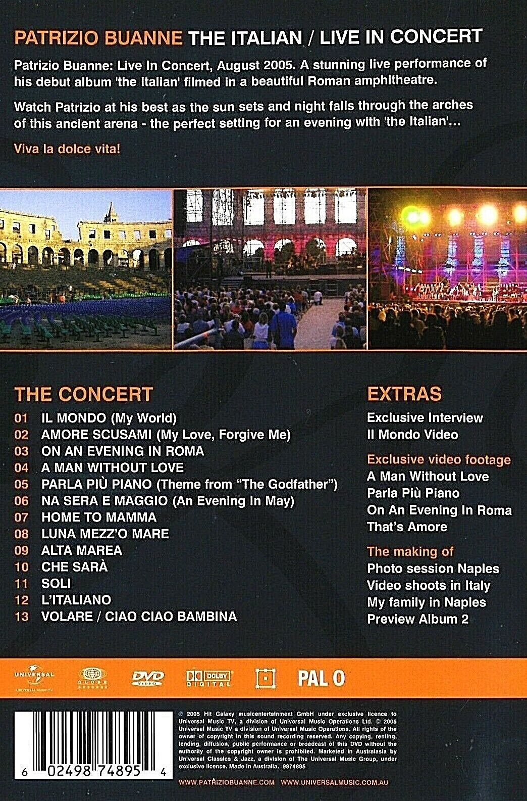 PATRIZIO BUANNE - The Italian - Live in Concert - DVD - Image 2