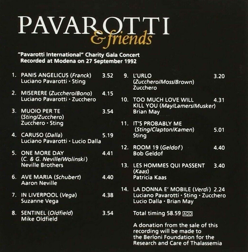 PAVAROTTI and FRIENDS - INTERNATIONAL CHARITY CONCERT - DECCA CD - Image 2